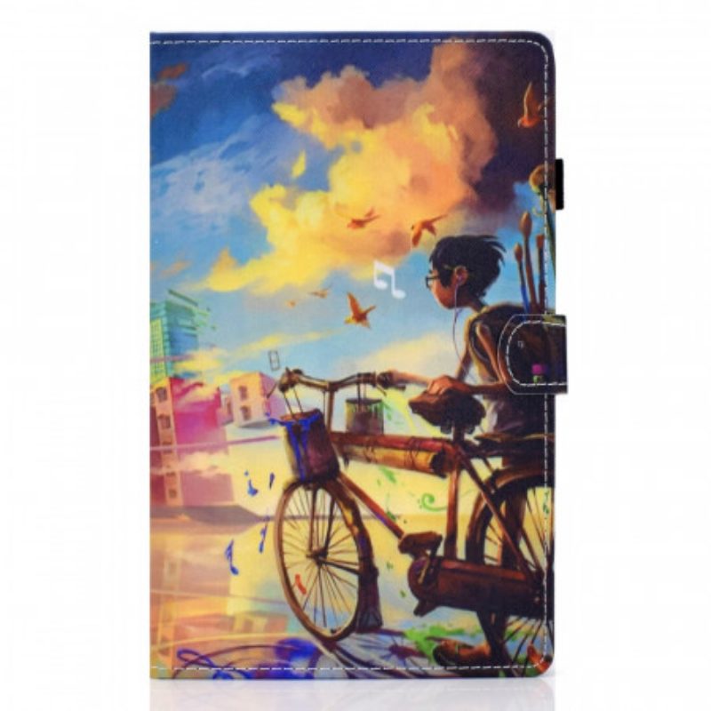 Custodia A Portafoglio Samsung Galaxy Tab A8 (2021) Bicicletta Arte