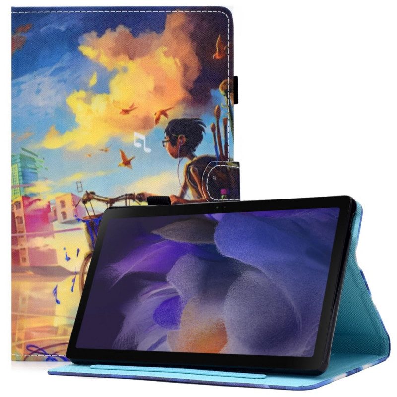 Custodia A Portafoglio Samsung Galaxy Tab A8 (2021) Bicicletta Arte