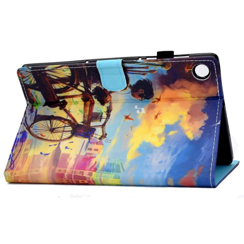 Custodia A Portafoglio Samsung Galaxy Tab A8 (2021) Bicicletta Arte