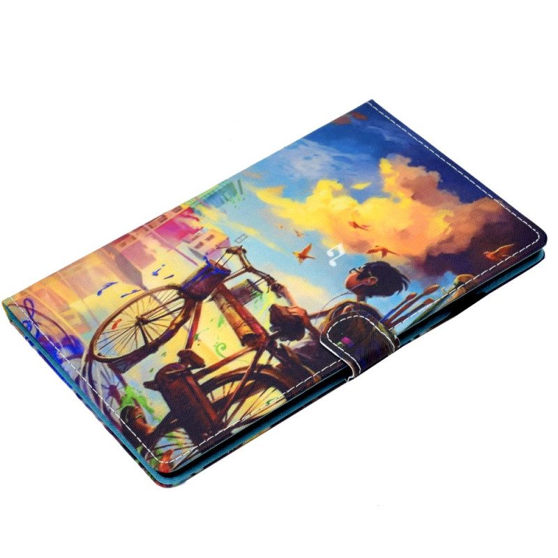 Custodia A Portafoglio Samsung Galaxy Tab A8 (2021) Bicicletta Arte