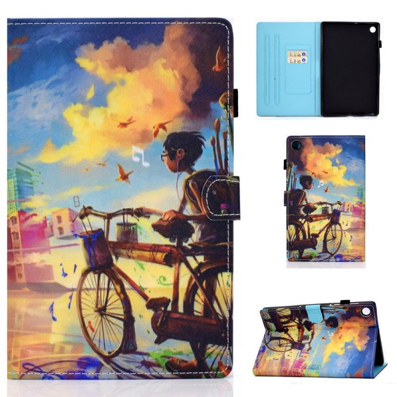 Custodia A Portafoglio Samsung Galaxy Tab A8 (2021) Bicicletta Arte