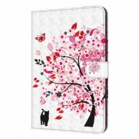 Custodia in pelle Samsung Galaxy Tab A8 (2021) Albero E Gatto