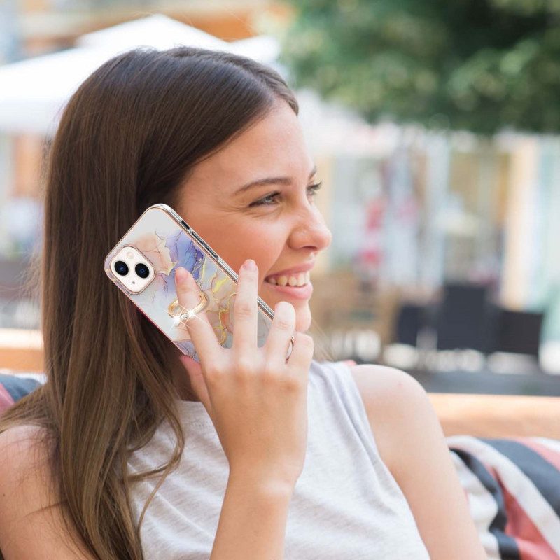 Cover iPhone 15 Plus Anello Di Supporto In Marmo