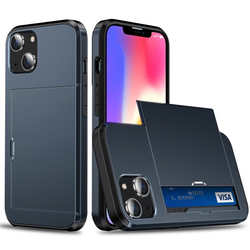 Cover iPhone 15 Plus Portacarte Integrato Con Effetto Metallo