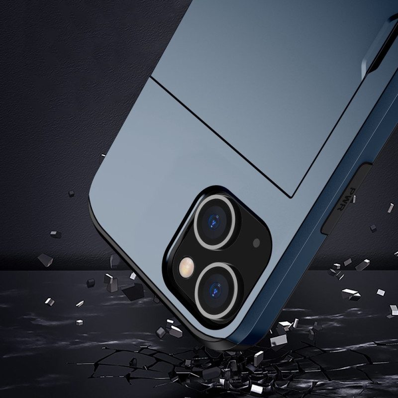 Cover iPhone 15 Plus Portacarte Integrato Con Effetto Metallo