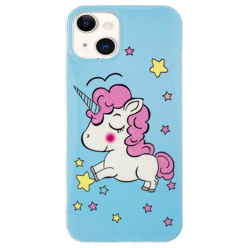 Cover iPhone 15 Plus Unicorno Fluorescente