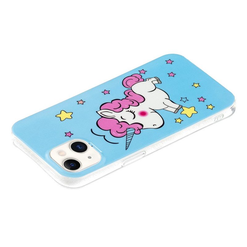 Cover iPhone 15 Plus Unicorno Fluorescente