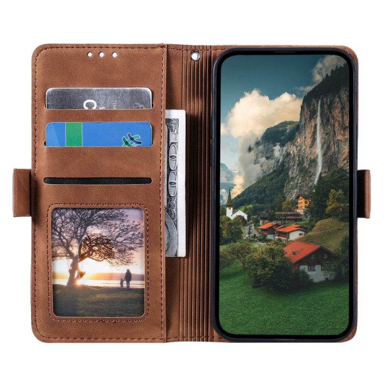 Custodia in pelle iPhone 15 Plus Cinturino In Stile Retrò