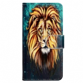 Custodia in pelle iPhone 15 Plus Felino Con Cinturino
