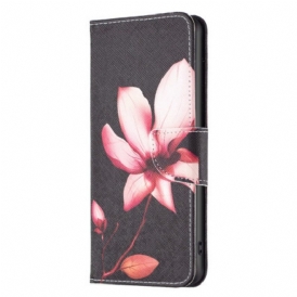Custodia in pelle iPhone 15 Plus Fiore Rosa