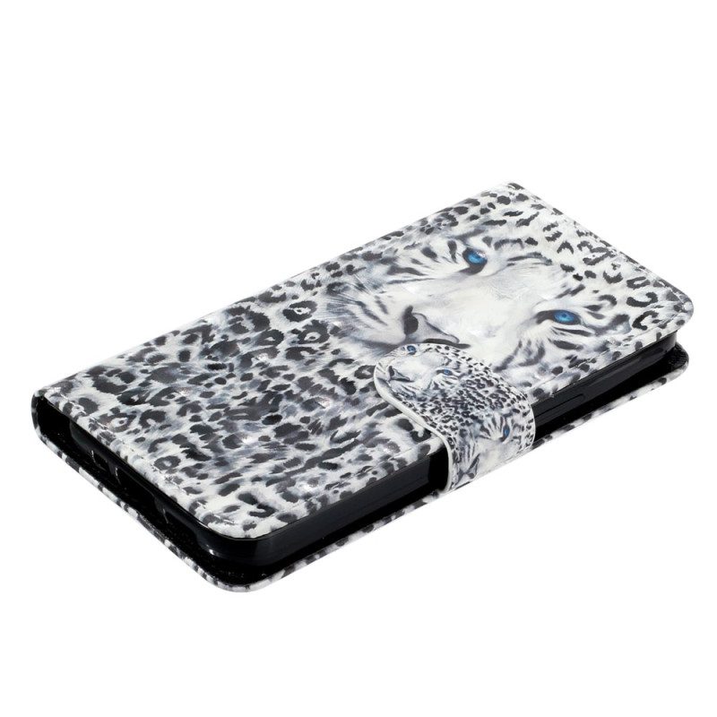Custodia in pelle iPhone 15 Plus Leopardo 3d Con Cinturino