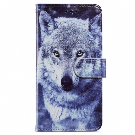 Custodia in pelle iPhone 15 Plus Lupi Con Cordino