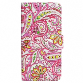 Custodia in pelle iPhone 15 Plus Motivo Colorato Con Cinturino