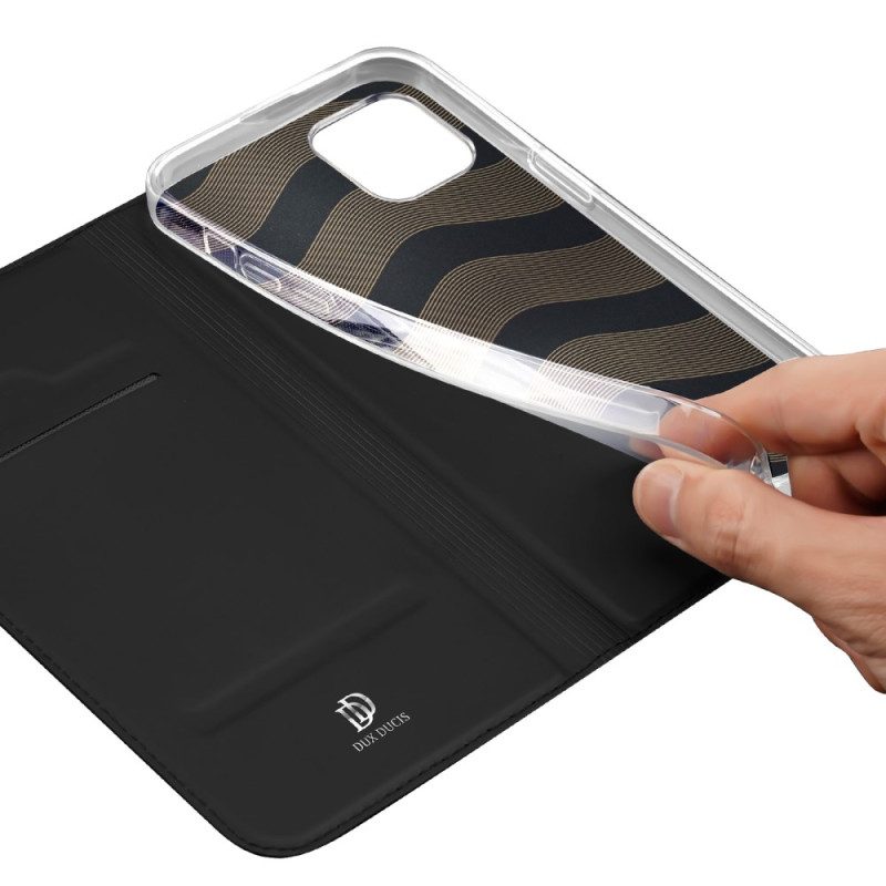 Folio Cover iPhone 15 Plus Custodia in pelle Serie Skin-pro Dux Ducis