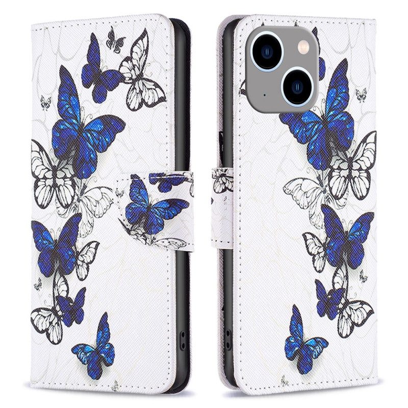 Folio Cover iPhone 15 Plus Farfalle Colorate