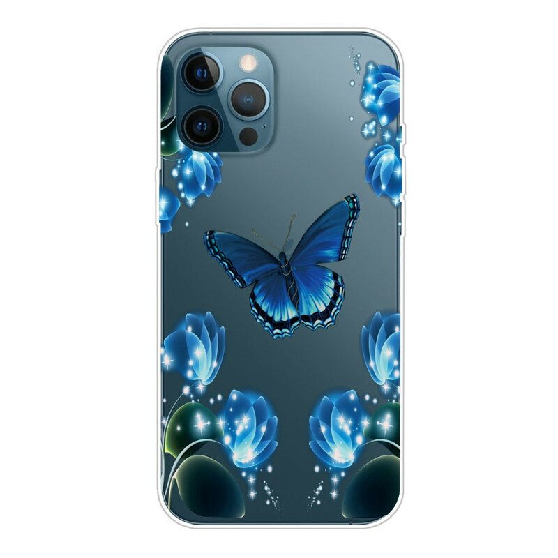 Cover iPhone 13 Pro Max Farfalle Blu