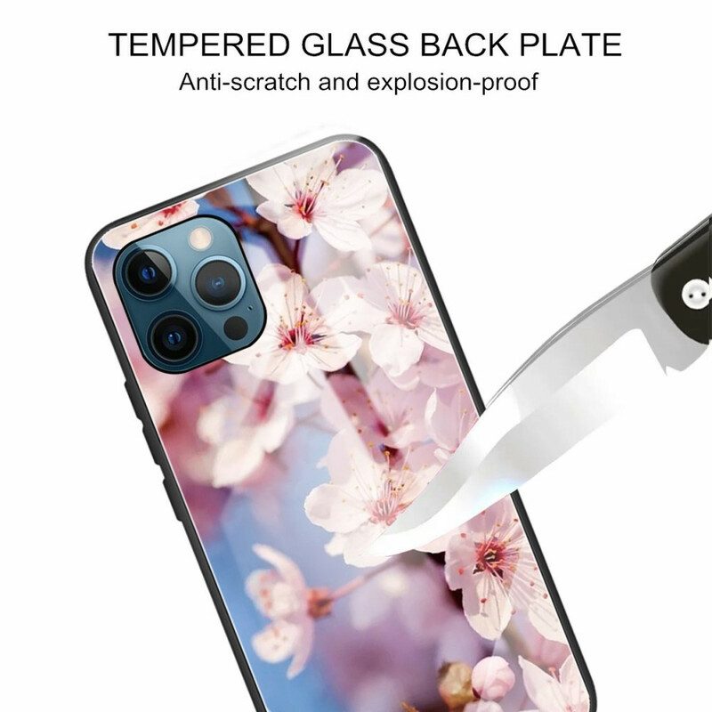 Cover iPhone 13 Pro Max Fiori Realistici In Vetro Temperato