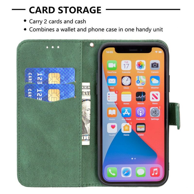 Custodia A Portafoglio iPhone 13 Pro Max Farfalla Barocco Strappy