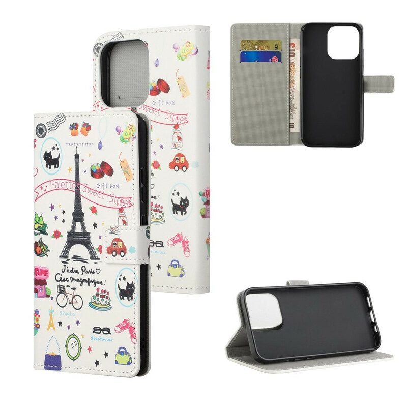 Custodia in pelle iPhone 13 Pro Max Amo Parigi