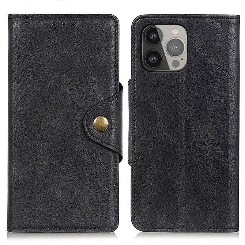 Custodia in pelle iPhone 13 Pro Max Bottone In Ecopelle