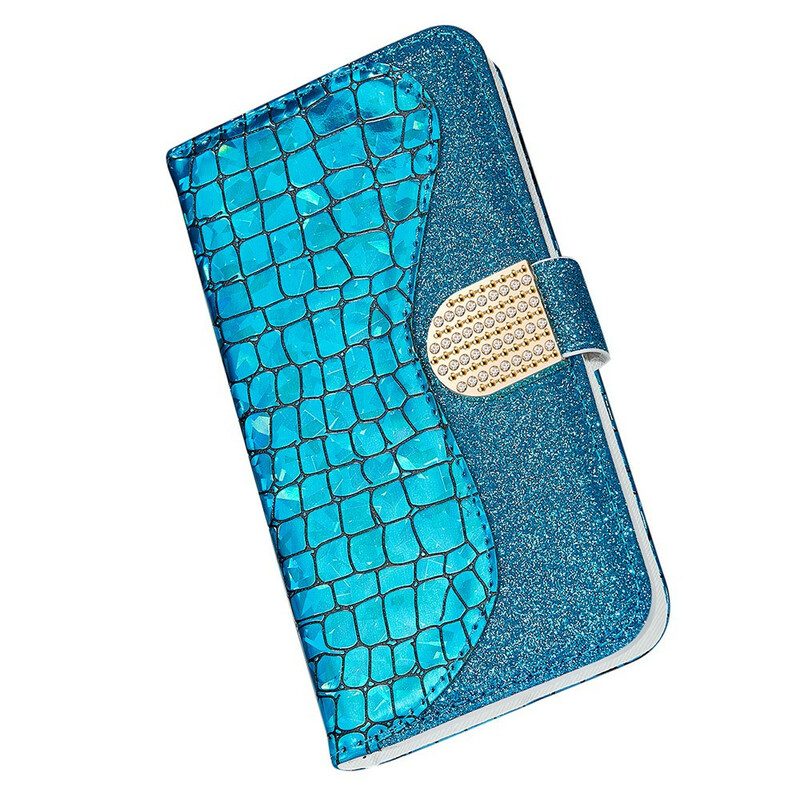 Custodia in pelle iPhone 13 Pro Max Diamanti Coccodrillo