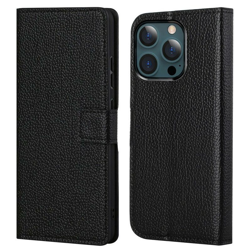 Custodia in pelle iPhone 13 Pro Max Effetto Pelle Grana Litchi