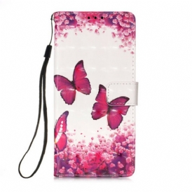 Custodia in pelle iPhone 13 Pro Max Farfalle Rosse