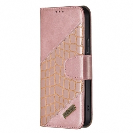 Folio Cover iPhone 13 Pro Max Classico Effetto Pelle Di Coccodrillo