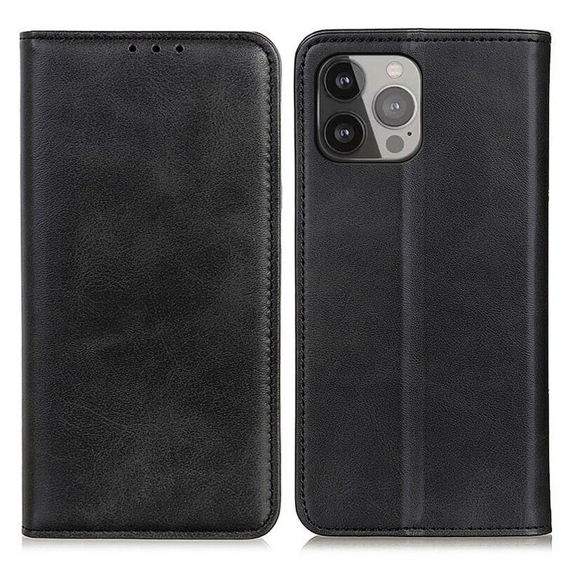 Folio Cover iPhone 13 Pro Max Custodia in pelle Pelle Crosta Litchi