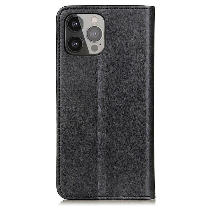 Folio Cover iPhone 13 Pro Max Custodia in pelle Pelle Crosta Litchi