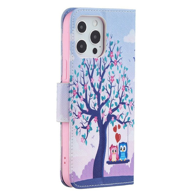 Folio Cover iPhone 13 Pro Max Gufi Sull'altalena