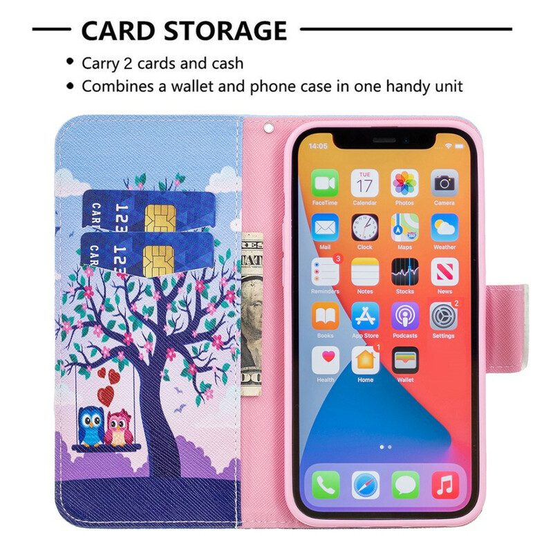 Folio Cover iPhone 13 Pro Max Gufi Sull'altalena