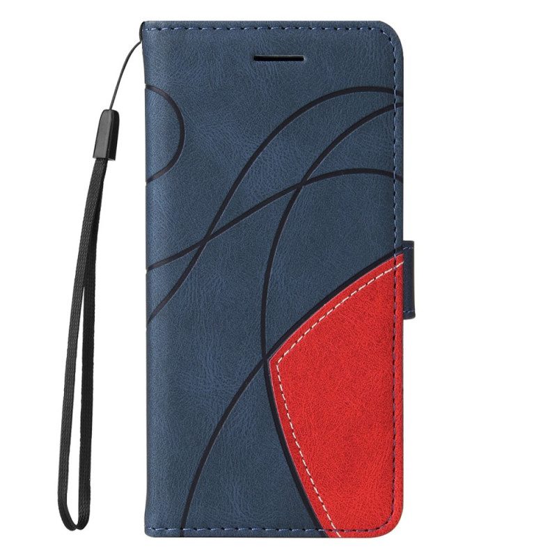 Custodia A Portafoglio Oppo Find X5 Lite Cinturino Bicolore