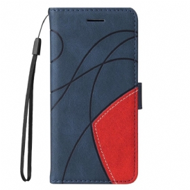 Custodia A Portafoglio Oppo Find X5 Lite Cinturino Bicolore