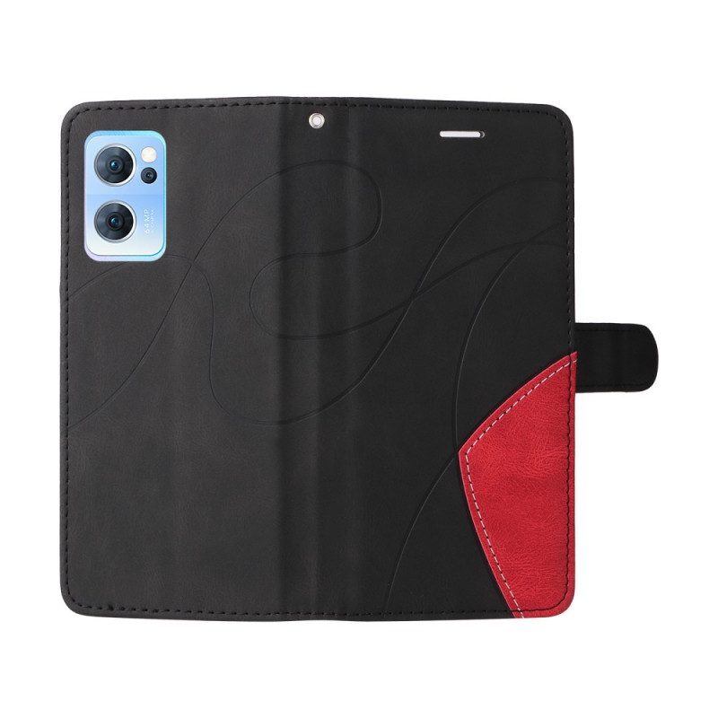 Custodia A Portafoglio Oppo Find X5 Lite Cinturino Bicolore