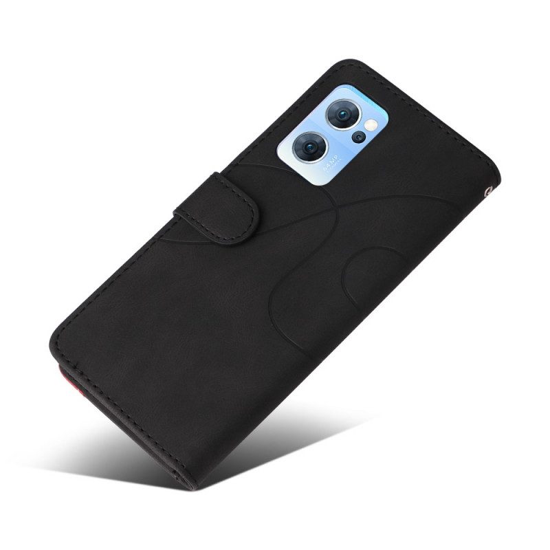 Custodia A Portafoglio Oppo Find X5 Lite Cinturino Bicolore