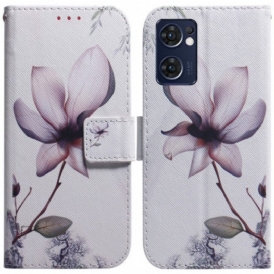 Custodia A Portafoglio Oppo Find X5 Lite Fiore Rosa Polveroso