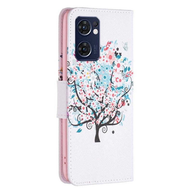Custodia in pelle Oppo Find X5 Lite Albero Fiorito