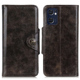 Custodia in pelle Oppo Find X5 Lite Bottone In Similpelle Verniciata Khazneh