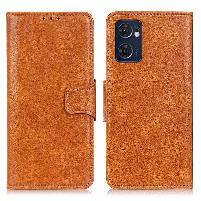 Custodia in pelle Oppo Find X5 Lite Chiusura Reversibile Effetto Pelle