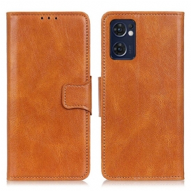 Custodia in pelle Oppo Find X5 Lite Chiusura Reversibile Effetto Pelle