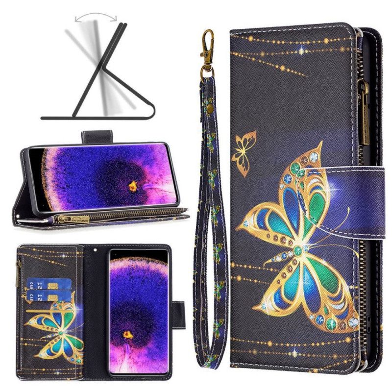 Custodia in pelle Oppo Find X5 Lite Custodia Con Cerniera Royal Butterfly