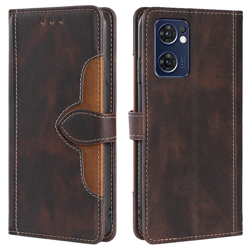 Custodia in pelle Oppo Find X5 Lite Ecopelle Bicolore Elegante