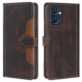 Custodia in pelle Oppo Find X5 Lite Ecopelle Bicolore Elegante