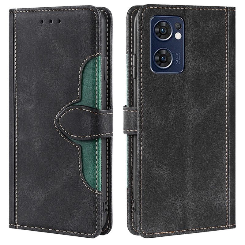 Custodia in pelle Oppo Find X5 Lite Ecopelle Bicolore Elegante