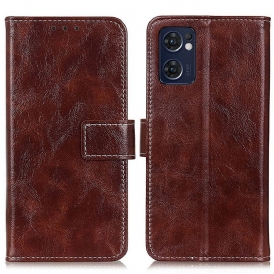 Custodia in pelle Oppo Find X5 Lite Ecopelle Lucida E Cuciture