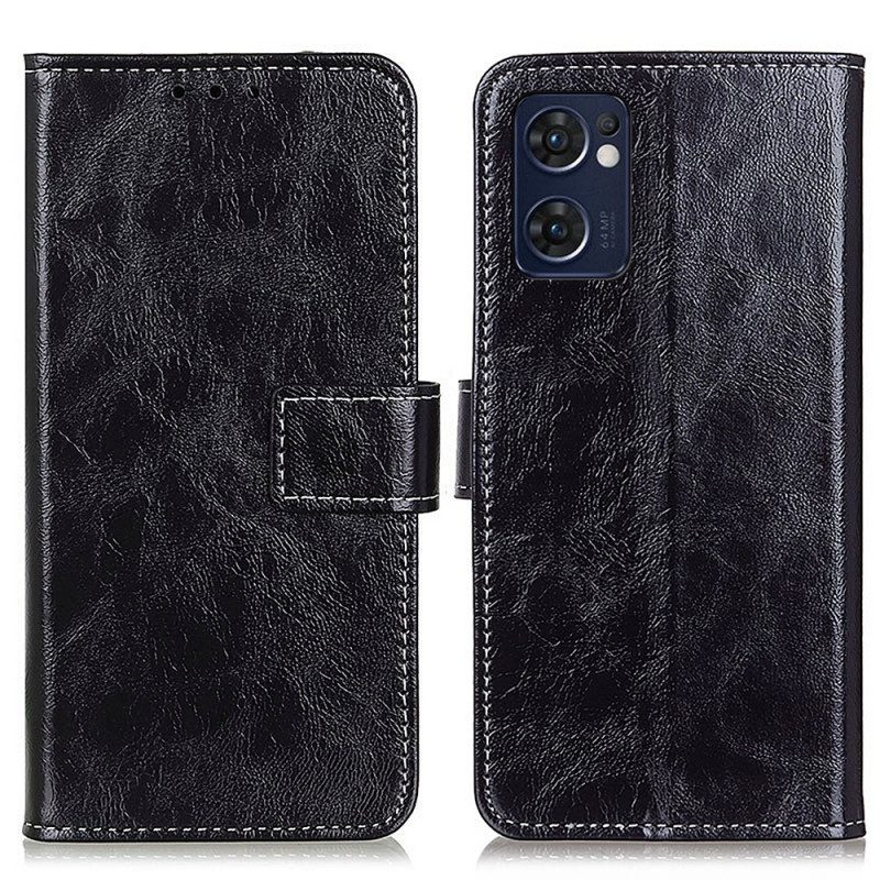 Custodia in pelle Oppo Find X5 Lite Ecopelle Lucida E Cuciture