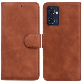 Custodia in pelle Oppo Find X5 Lite Effetto Pelle Monocromatica
