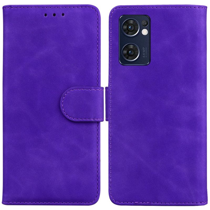 Custodia in pelle Oppo Find X5 Lite Effetto Pelle Monocromatica