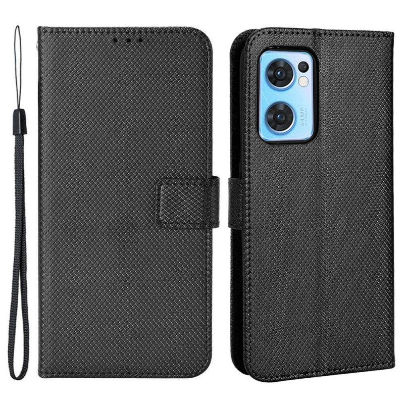 Custodia in pelle Oppo Find X5 Lite Elegante Finta Pelle Con Cinturino